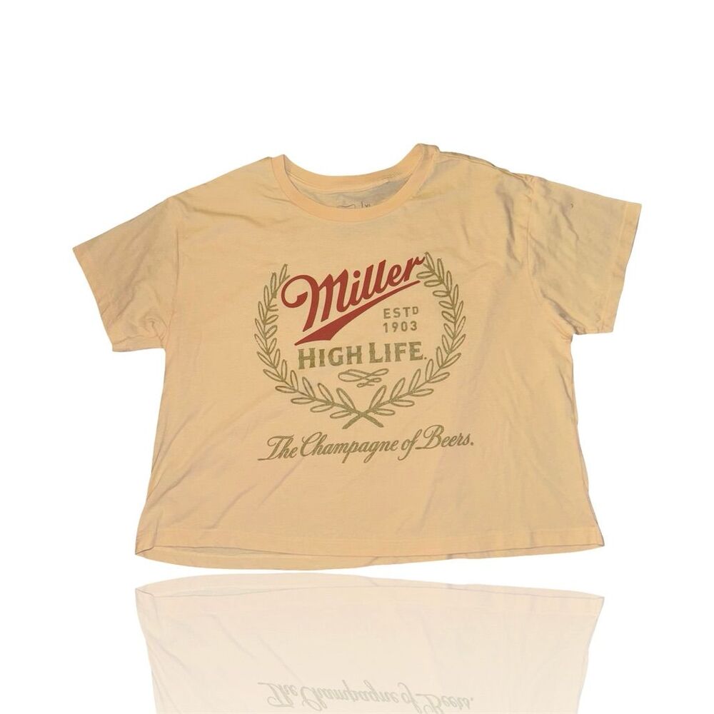 Miller High Life Women’s XL  Graphic T-Shirt "Champagne of Beers" Crop Top